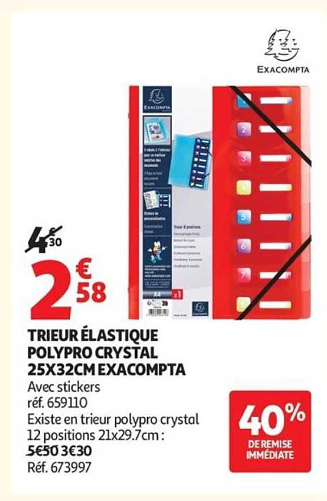 TRIEUR ÉLASTIQUE POLYPRO CRYSTAL 25X32CM EXACOMPTA