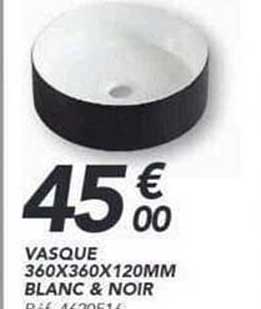 VASQUE 360X360X120MM BLANC & NOIR