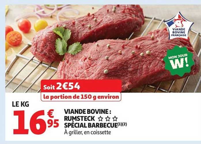VIANDE BOVINE : RUMSTECK SPÉCIAL BARBECUE(1)(2) À griller, en caissette