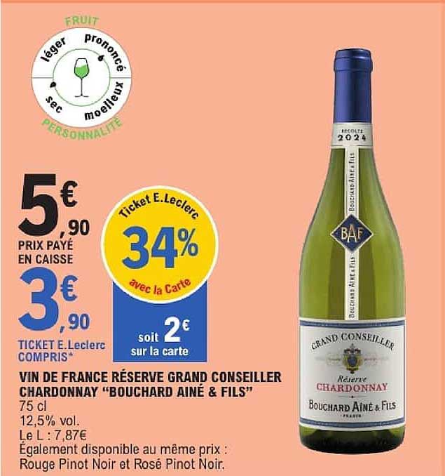 VIN DE FRANCE RÉSERVE GRAND CONSEILLER CHARDONNAY "BOUCHARD AINÉ & FILS"