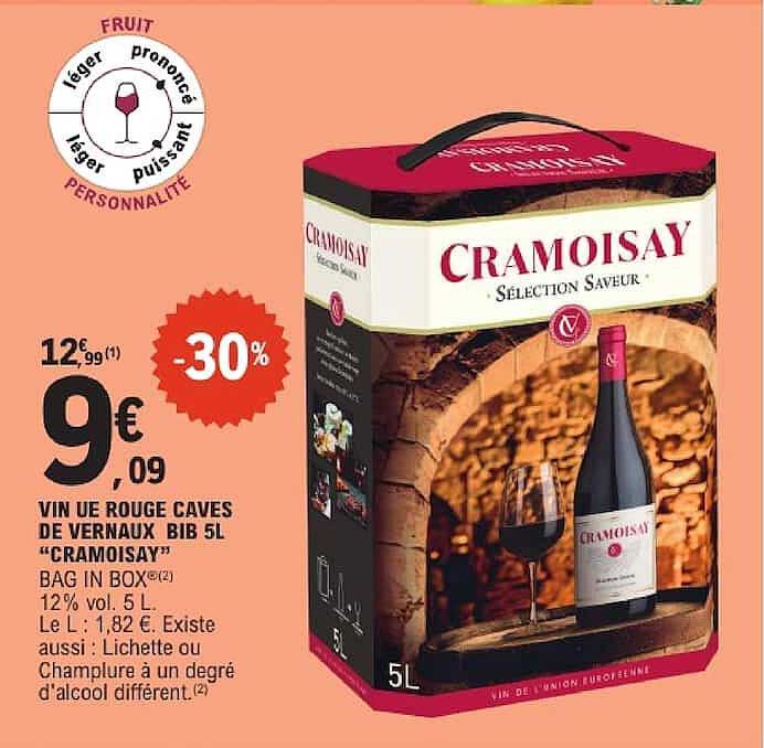 VIN UE ROUGE CAVES DE VERNAUX BIB 5L “CRAMOISAY” BAG IN BOX
