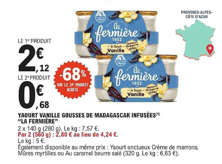 YAOURT VANILLE GOUSSES DE MADAGASCAR INFUSÉES(1) “LA FERMIERE”