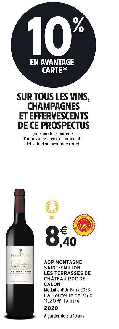 10% en avantage carte sur tous les vins, champagnes et effervescents de ce prospectus