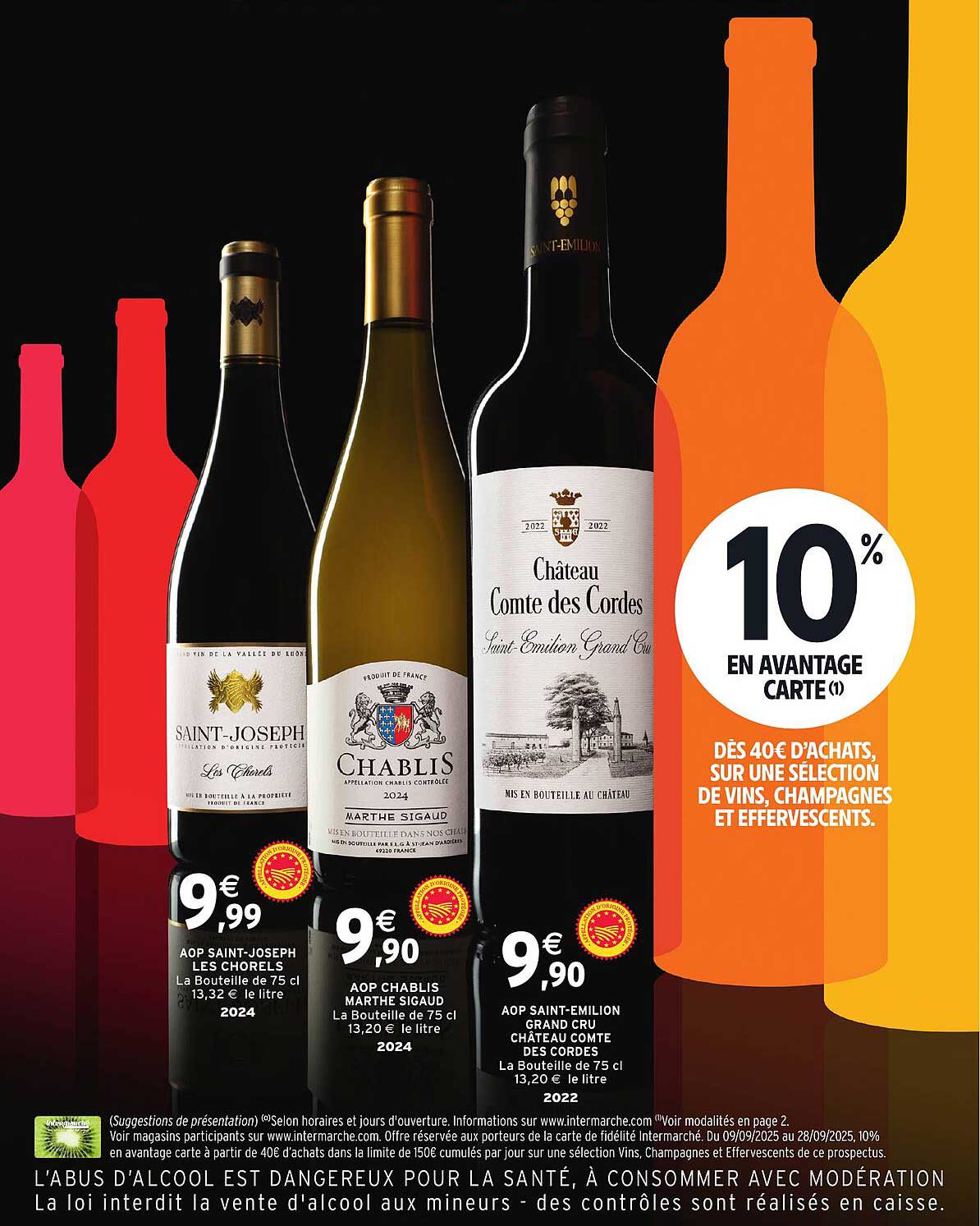 10% en avantage carte sur une sélection de vins, champagnes et effervescents.