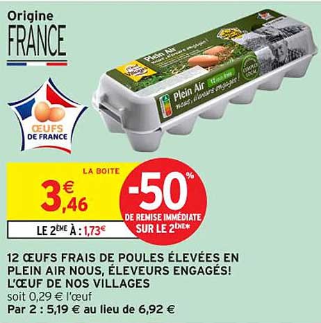 12 OEUFS FRAIS DE POULES ÉLEVÉES EN PLEIN AIR