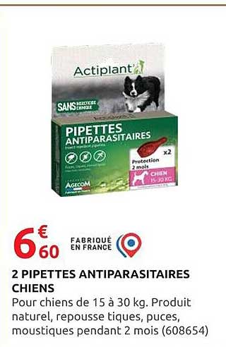 2 PIPETTES ANTIPARASITAIRES CHIENS