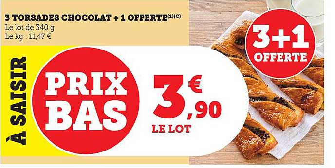 3 Torsades Chocolat + 1 Offerte