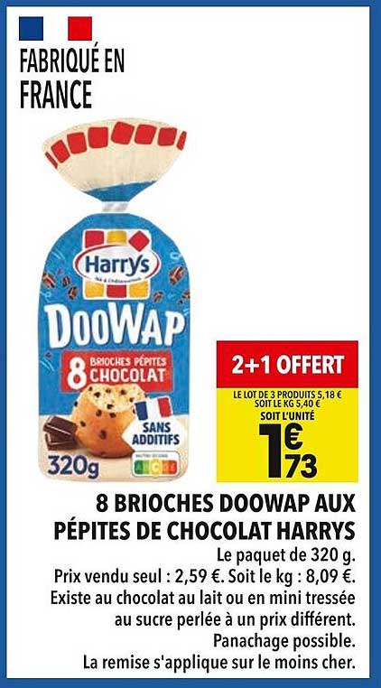 8 BRIOCHES DOOWAP AUX PÉPITES DE CHOCOLAT HARRYS
