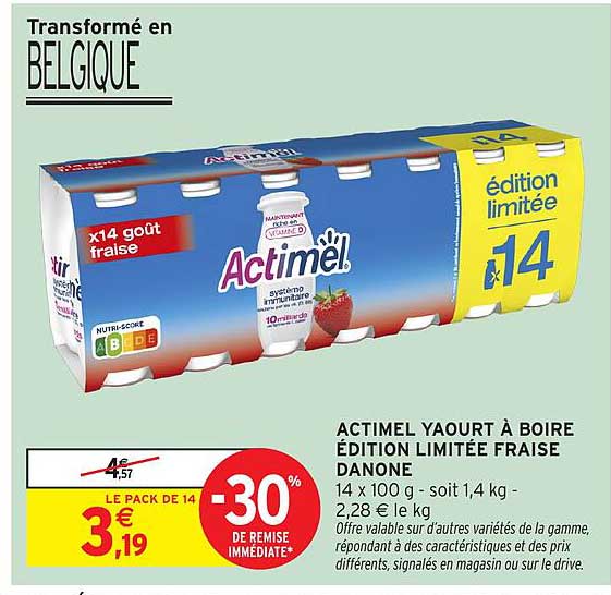 ACTIMEL YAOURT À BOIRE ÉDITION LIMITÉE FRAISE DANONE
