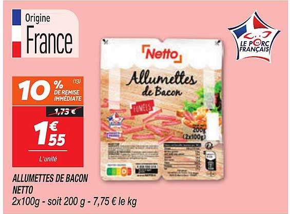 ALLUMETTES DE BACON NETTO