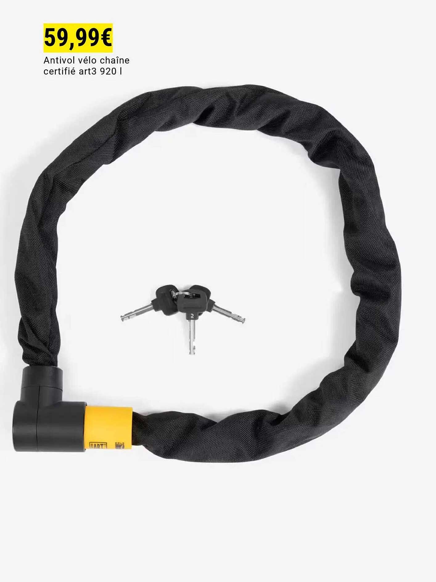 Antivol vélo chaîne certifié art3 920 l