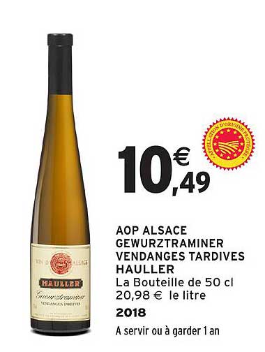 AOP ALSACE GEWURZTRAMINER VENDANGES TARDIVES HAULLER