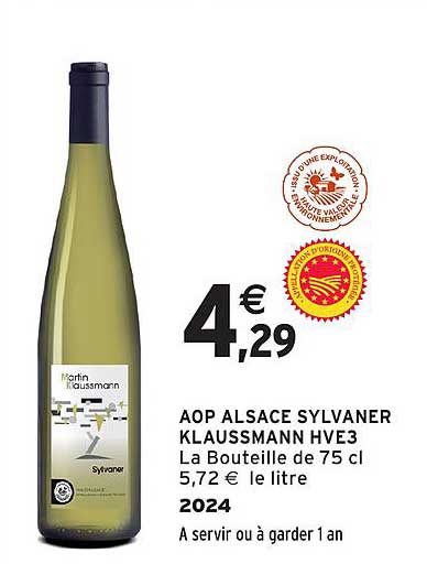 AOP ALSACE SYLVANER KLAUSSMANN HVE3