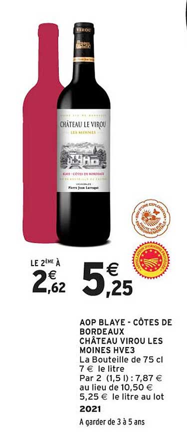 AOP BLAYE - CÔTES DE BORDEAUX CHÂTEAU VIROU LES MOINES HVE3