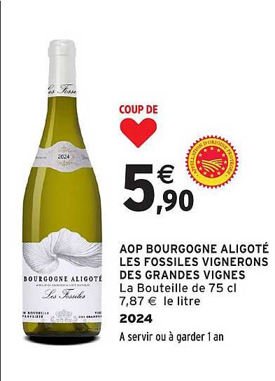 AOP BOURGOGNE ALIGOTÉ LES FOSSILES VIGNERONS DES GRANDES VIGNES