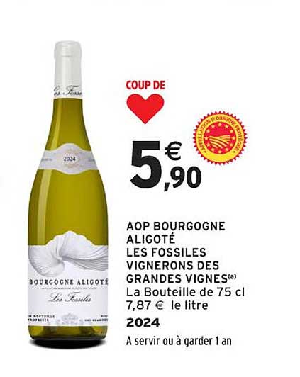 AOP BOURGOGNE ALIGOTÉ LES FOSSILES VIGNERONS DES GRANDES VIGNES