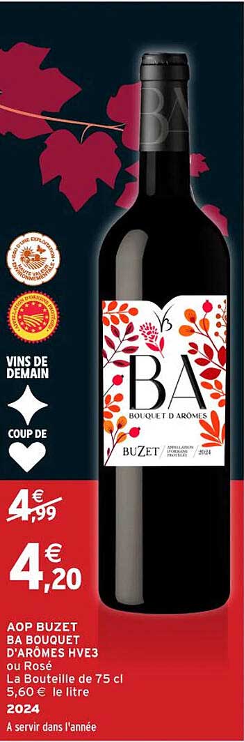 AOP BUZET BA BOUQUET D'ARÔMES HVE3 ou Rosé
