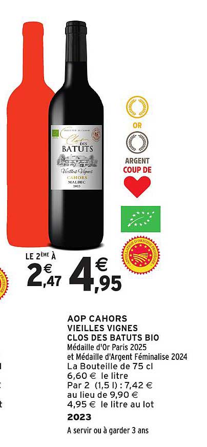 AOP CAHORS VIEILLES VIGNES CLOS DES BATUTS BIO