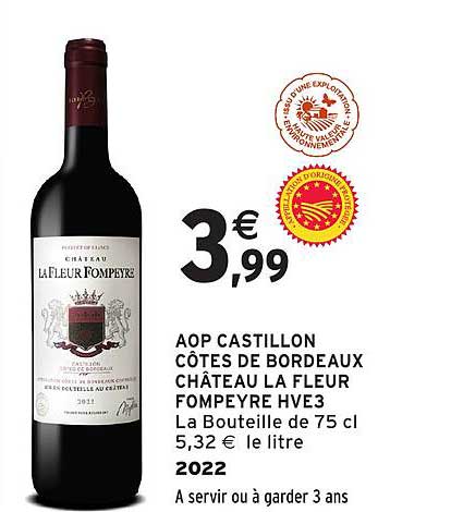 AOP CASTILLON CÔTES DE BORDEAUX CHÂTEAU LA FLEUR POMPEYRE HVE3