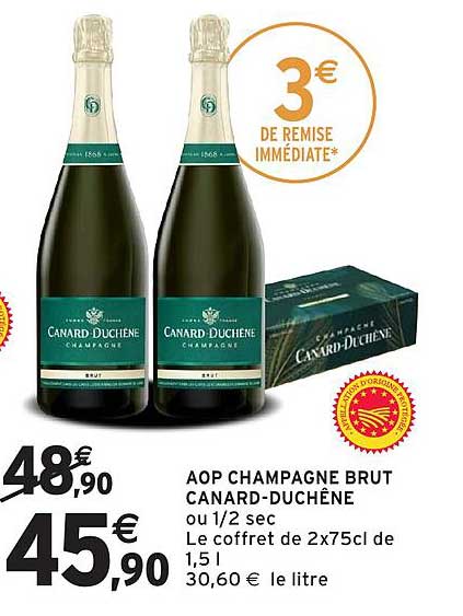 AOP CHAMPAGNE BRUT CANARD-DUCHÈNE ou 1/2 sec