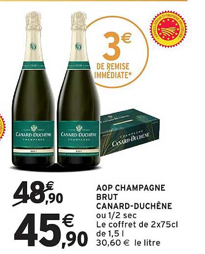 AOP CHAMPAGNE BRUT CANARD-DUCHÊNE ou 1/2 sec
