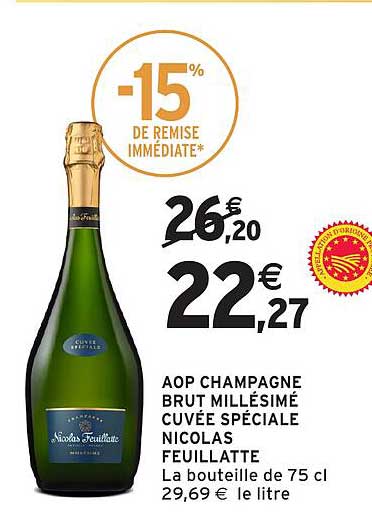 AOP CHAMPAGNE BRUT MILLÉSIMÉ CUVÉE SPÉCIALE NICOLAS FEUILLATTE