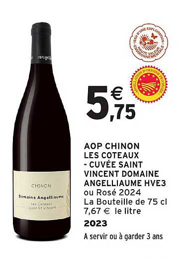 AOP CHINON LES COTEAUX - CUVÉE SAINT VINCENT DOMAINE ANGELLLAUME HVE3