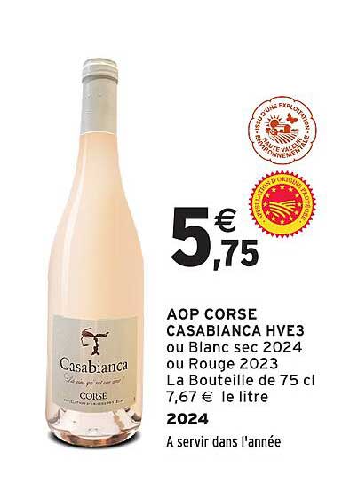 AOP CORSE CASABIANCA HVE3 ou Blanc sec 2024 ou Rouge 2023