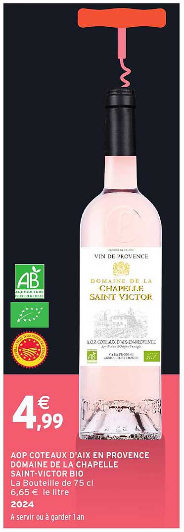 AOP COTEAUX D'AIX EN PROVENCE DOMAINE DE LA CHAPELLE SAINT VICTOR BIO
