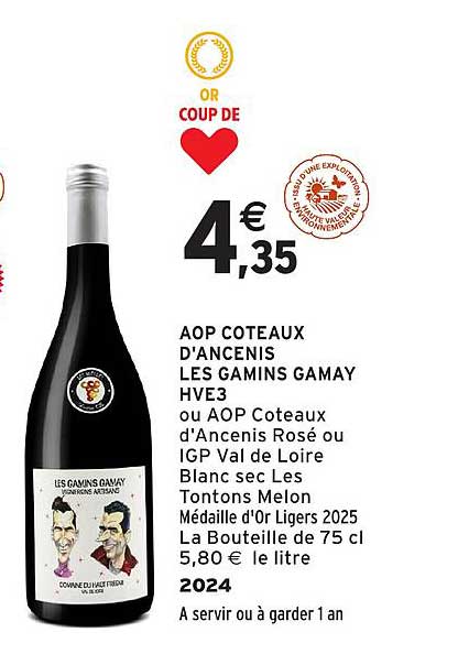 AOP Coteaux d'Ancenis Les Gamins Gamay HVE3
