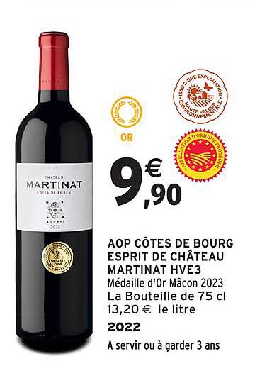 AOP CÔTES DE BOURG ESPRIT DE CHÂTEAU MARTINAT HVE3