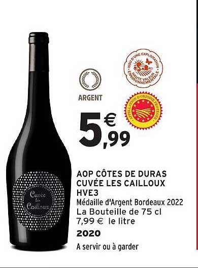 AOP CÔTES DE DURAS CUVÉE LES CAILLOUX HVE3
