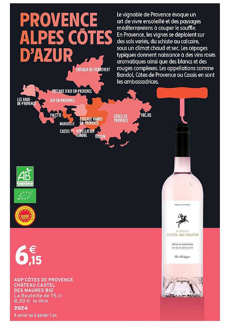 AOP Côtes de Provence Château Castel des Maures Bio