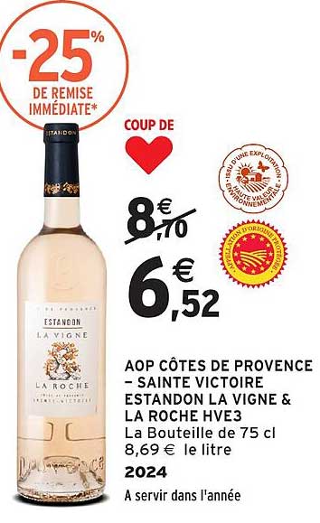 AOP Côtes de Provence – Sainte Victoire Estandon La Vigne & La Roche HVE3