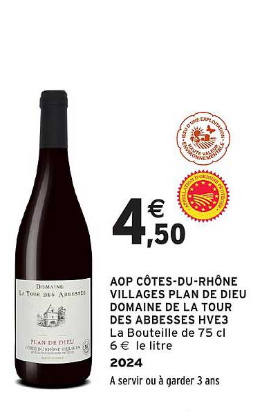 AOP CÔTES-DU-RHÔNE VILLAGES PLAN DE DIEU DOMAINE DE LA TOUR DES ABISSES HVE3