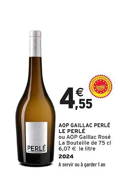 AOP GAILLAC PERLÉ LE PERLÉ ou AOP Gaillac Rosé La Bouteille de 75 cl