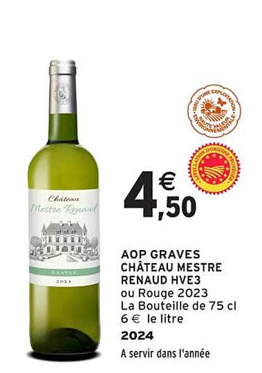 AOP GRAVES CHÂTEAU MESTRE RENAUD HVE3 ou Rouge 2023