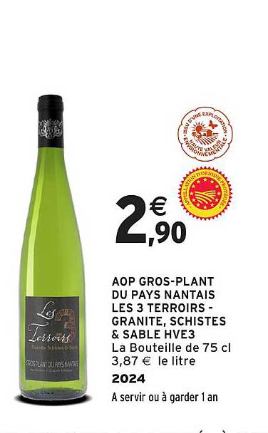 AOP GROS-PLANT DU PAYS NANTAIS LES 3 TERROIRS - GRANITE, SCHISTES & SABLE HVE3