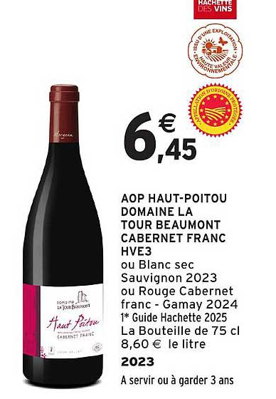 AOP HAUT-POITOU DOMAINE LA TOUR BEAUMONT CABERNET FRANC HVE3