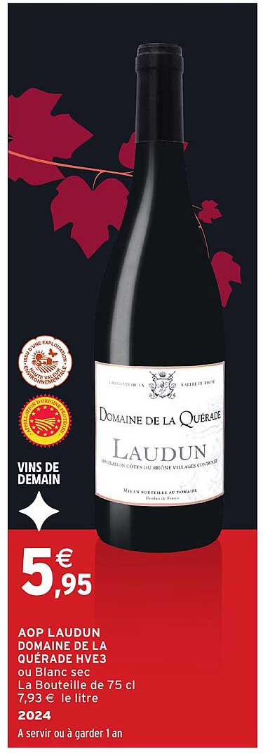 AOP LAUDUN DOMAINE DE LA QUÉRADE HVE3 ou Blanc sec