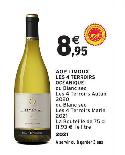 AOP LIMOUX LES 4 TERROIRS OCEANIQUE ou Blanc sec