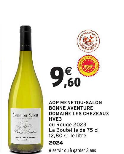 AOP MENETOU-SALON BONNE AVENTURE DOMAINE LES CHEZEAUX HVE3 ou Rouge 2023