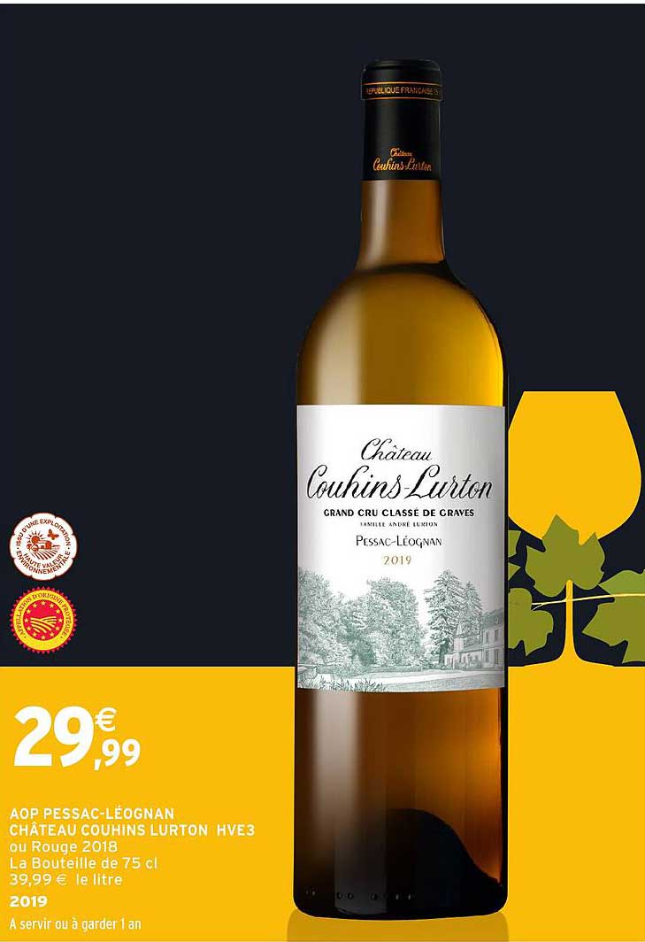 AOP PESSAC-LÉOGNAN CHÂTEAU COUHINS LURTON HVE3 ou Rouge 2018