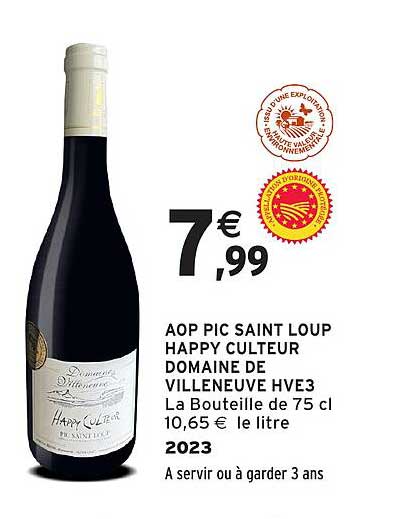 AOP PIC SAINT LOUP HAPPY CULTURE DOMAINE DE VILLENEUVE HVE3