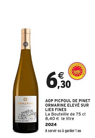 AOP PICPOUL DE PINET ORMARINE ÉLEVÉ SUR LIES FINES