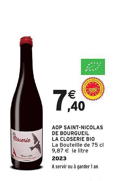 AOP SAINT-NICOLAS DE BOURGUEIL LA CLOSERIE BIO