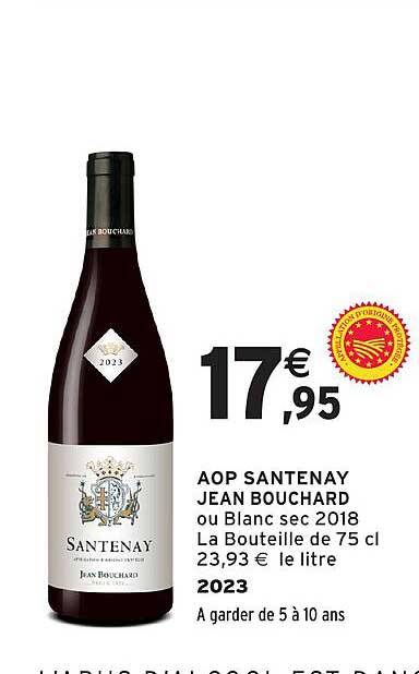 AOP SANTENAY JEAN BOUCHARD ou Blanc sec 2018