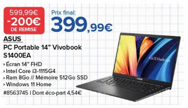 ASUS PC Portable 14” Vivobook S1400EA