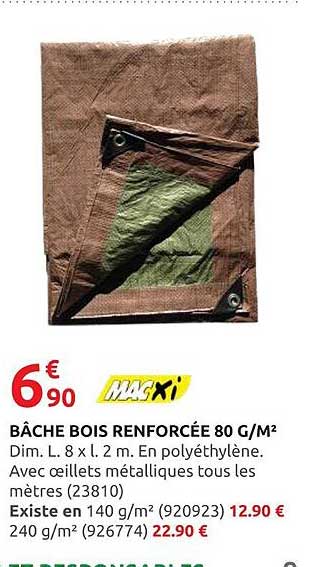 BÂCHE BOIS RENFORCÉE 80 G/M²