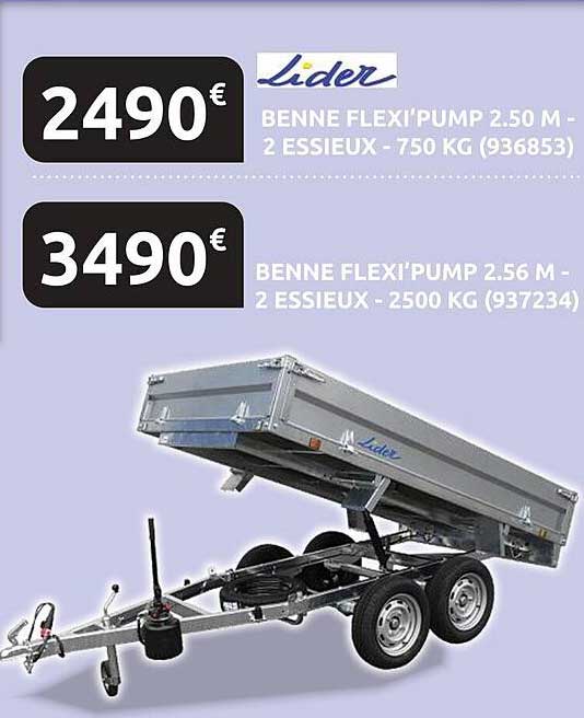 BENNE FLEX'I'PUMP 2.50 M - 2 ESSIEUX - 750 KG (936853)